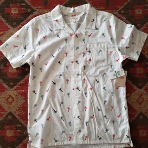 NWT Levi's Hawaiian Shirt Palm Trees Sz L